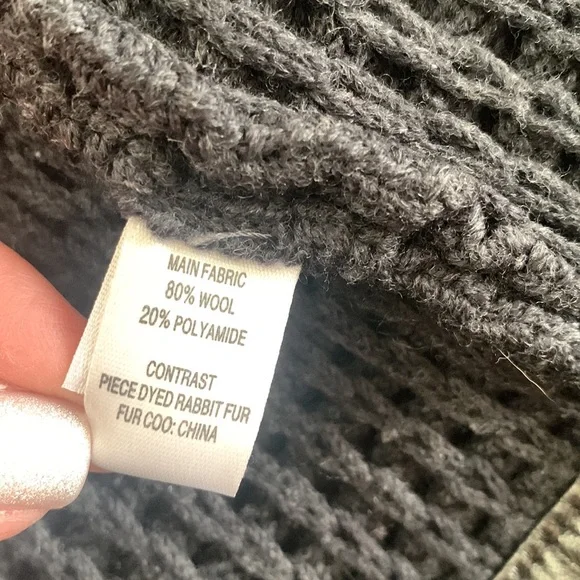 ST. JOHN Designer fur Coat Jacket Leather Wool Rabbit Gray S 4 6 Luxury - Picture 9 of 14